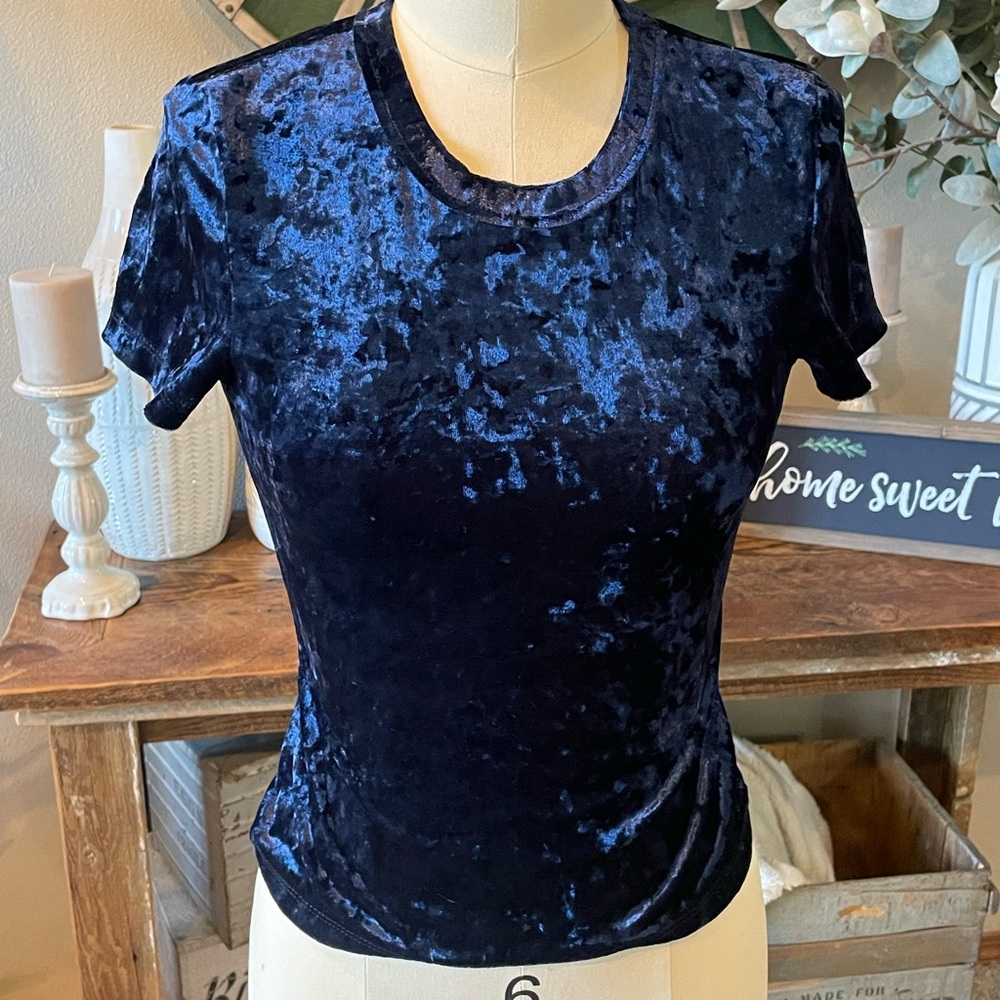 Velvet Navy Blue Women's Top
